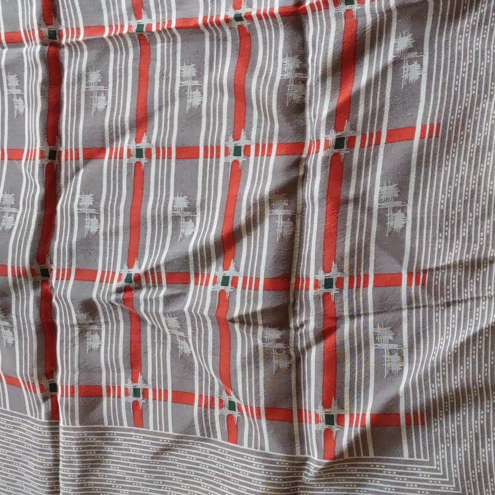 Kenya Taupe and Red Silk Scarf